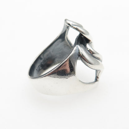 CHAPAL ZENRAY 925 Sterling Silver Vintage Modernist Bypass Oxidized Ring Size 8