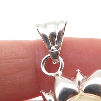Milor 925 Sterling Silver 2-Tone Vintage Italy Sun Face Dual Sided Charm Pendant