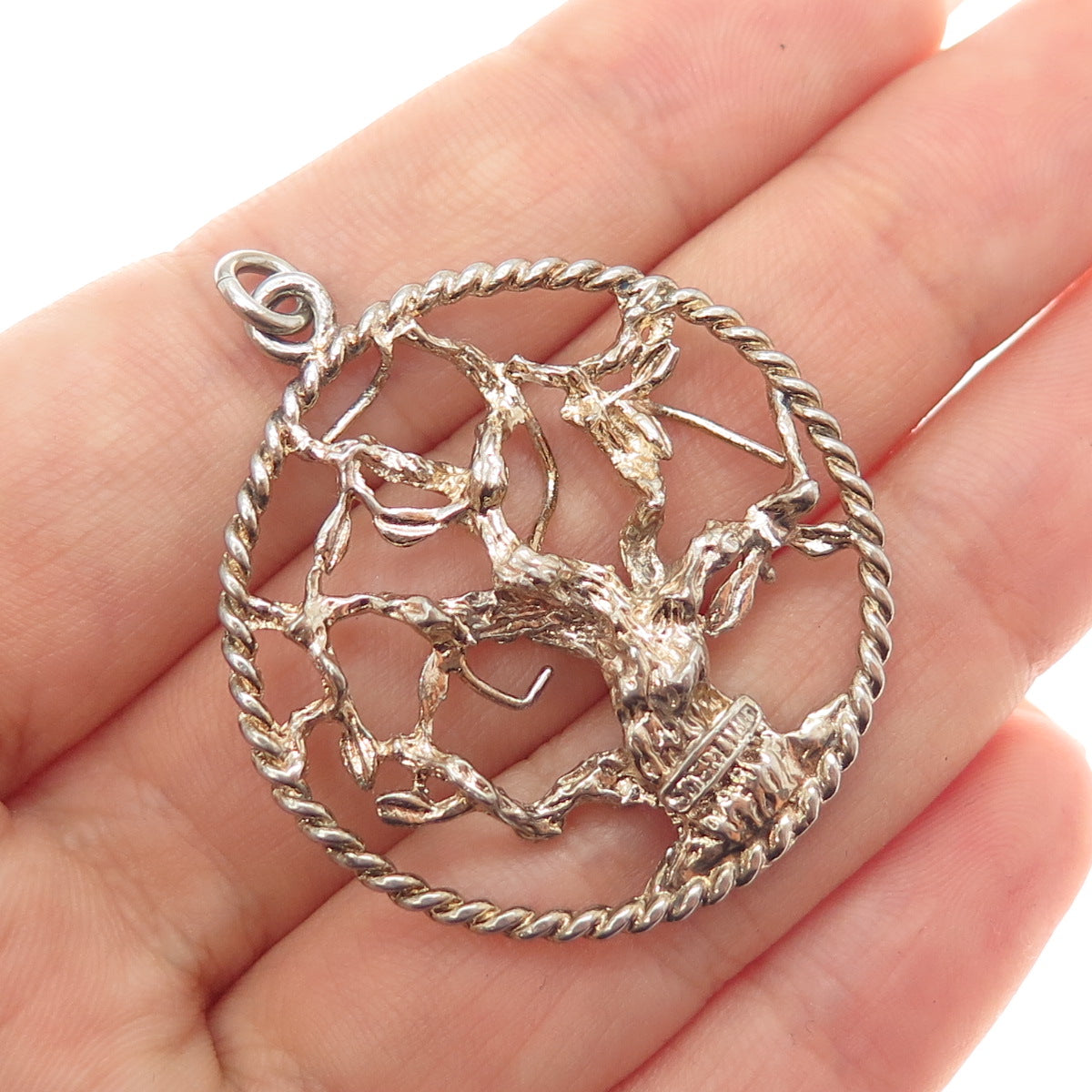 925 Sterling Silver Gold Plated Vintage Tree of Life Charm Pendant