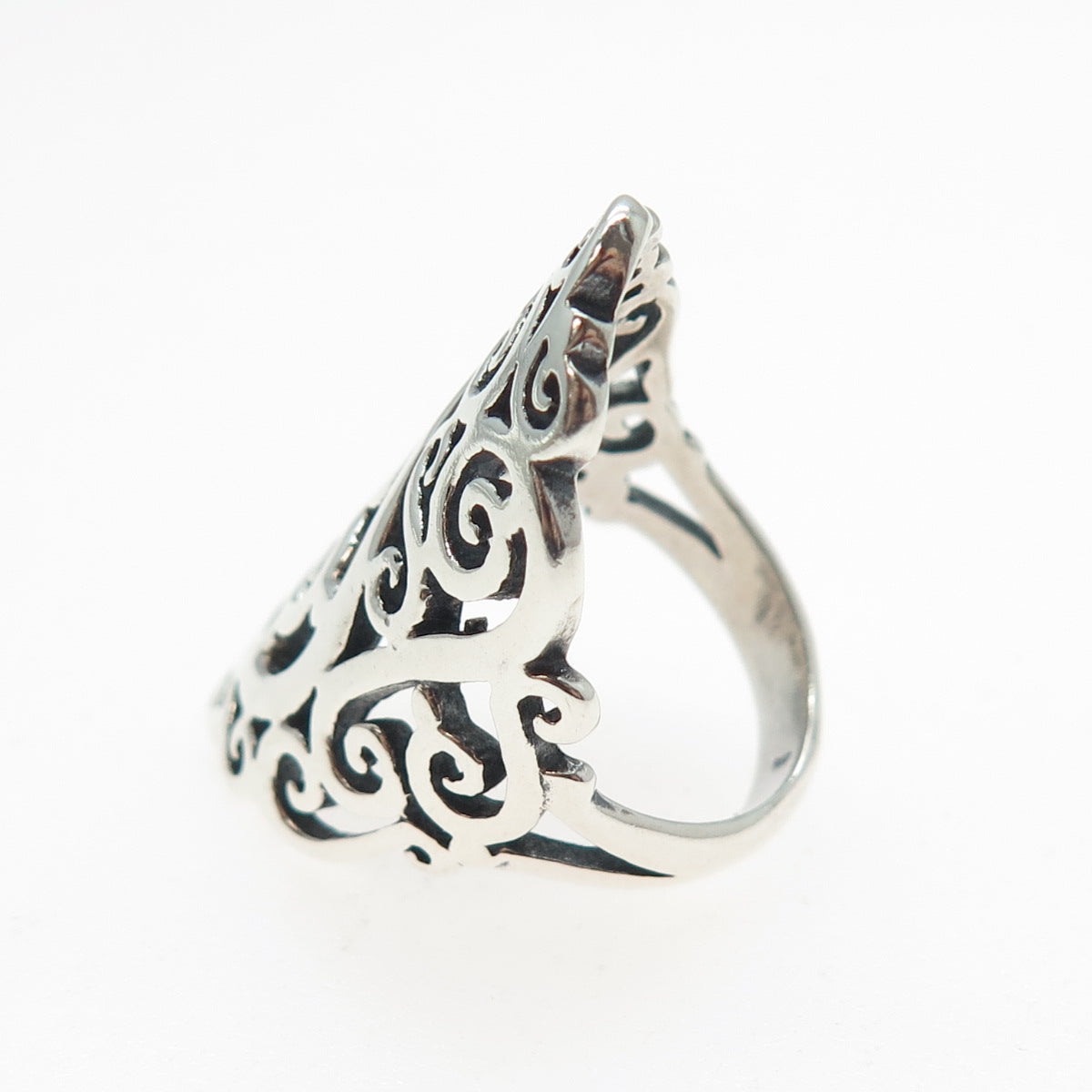 925 Sterling Silver Vintage Swirl Oxidized Ring Size 6.5