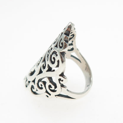 925 Sterling Silver Vintage Swirl Oxidized Ring Size 6.5