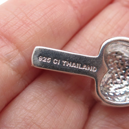 925 Sterling Silver Vintage Heart Minimalist Slide Charm Pendant