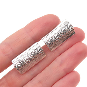 800 Silver Vintage KW Poland Forget Me Not Floral Oxidized Cufflinks