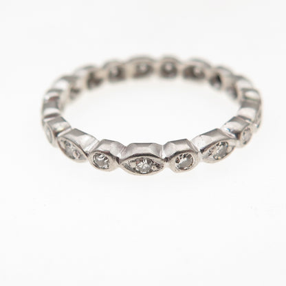 Platinum Antique Art Deco Real Diamond Stackable Eternity Band Ring Size 6.25