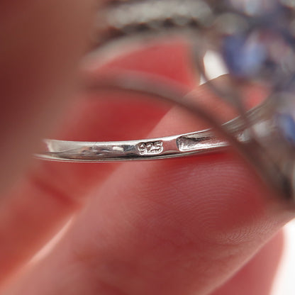 Chuck Clemency 925 Sterling Silver Real Oval & Pear-Cut Tanzanite Ring Size 8
