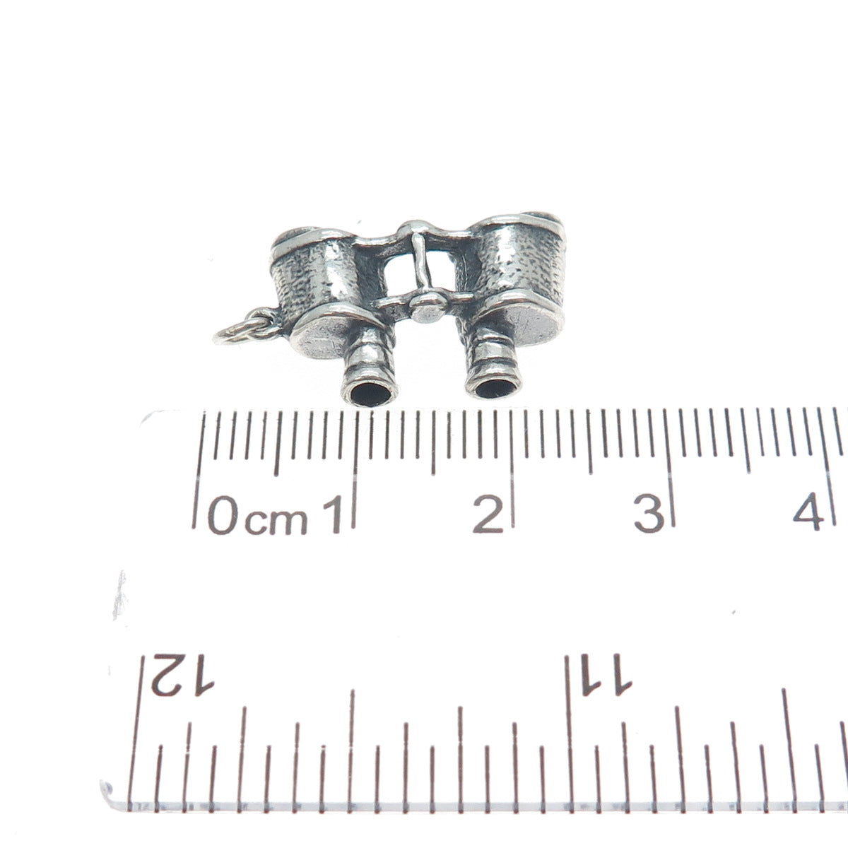 925 Sterling Silver Vintage Binoculars Oxidized Minimalist 3D Charm Pendant