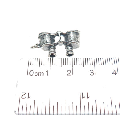 925 Sterling Silver Vintage Binoculars Oxidized Minimalist 3D Charm Pendant
