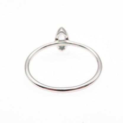 925 Sterling Silver Real Marquise-Cut Blue Topaz Ring Size 10.25