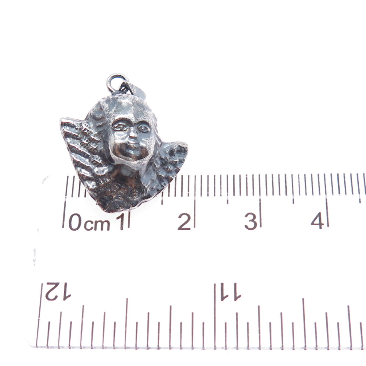 925 Sterling Silver Vintage Cherub Oxidized Minimalist Charm Pendant