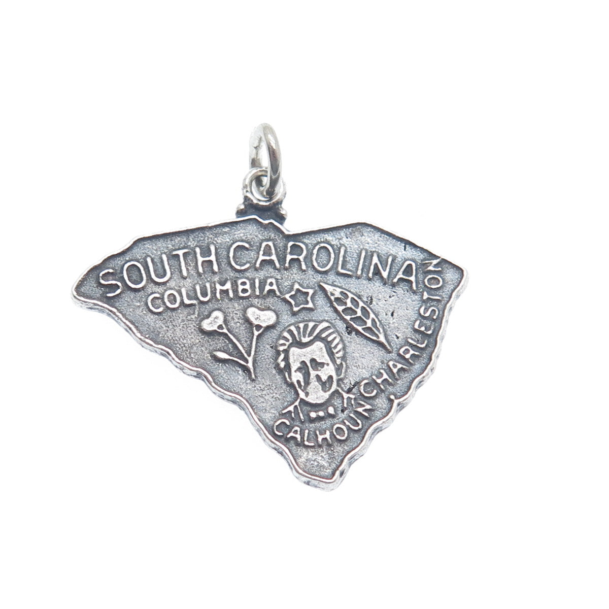 BELL TRADING POST 925 Sterling Silver Vintage South Carolina State Charm Pendant