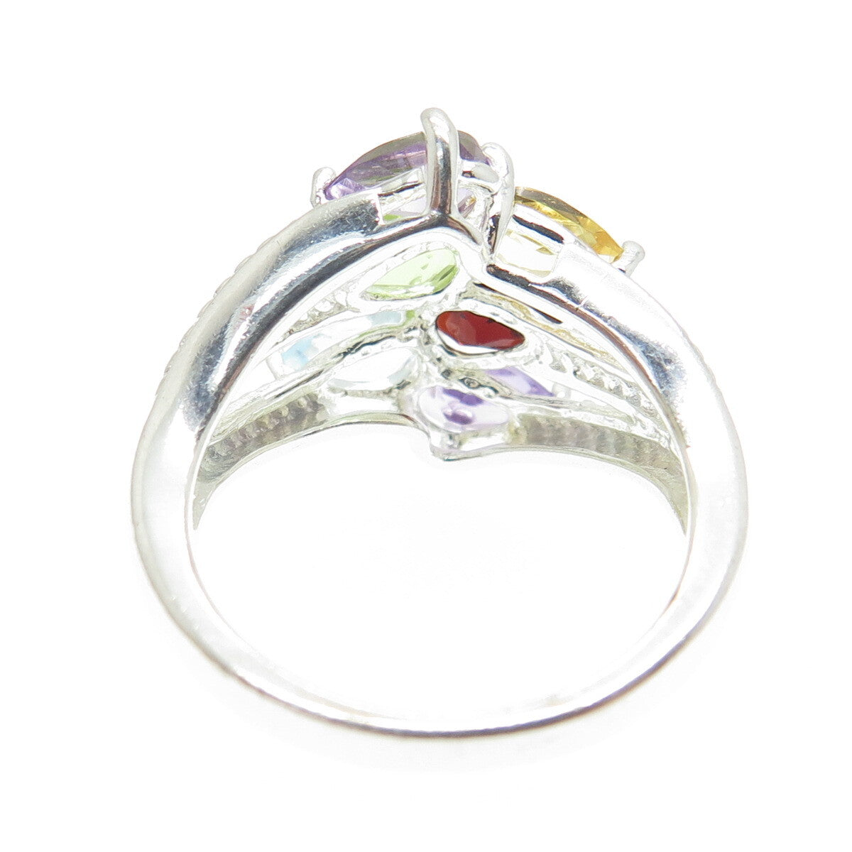 LENOX Sterling Real Topaz Amethyst Garnet Peridot Citrine Ring Size 6.25