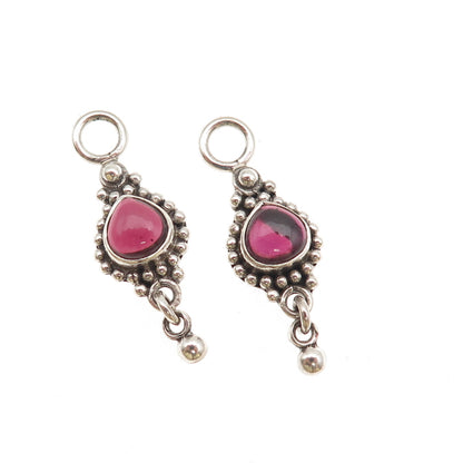 DP Doug Paulus 925 Sterling Silver Vintage Real Garnet Modernist Jacket Earrings