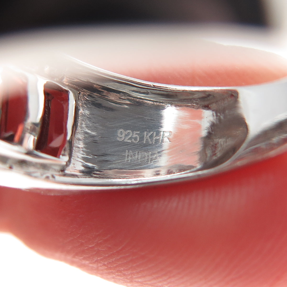 925 Sterling Silver Real Emerald-Cut Red Garnet C Z Half Eternity Ring Size 5.5