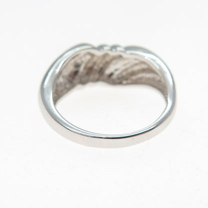 925 Sterling Silver Real Round-Cut Diamond Accent Modernist Ring Size 5