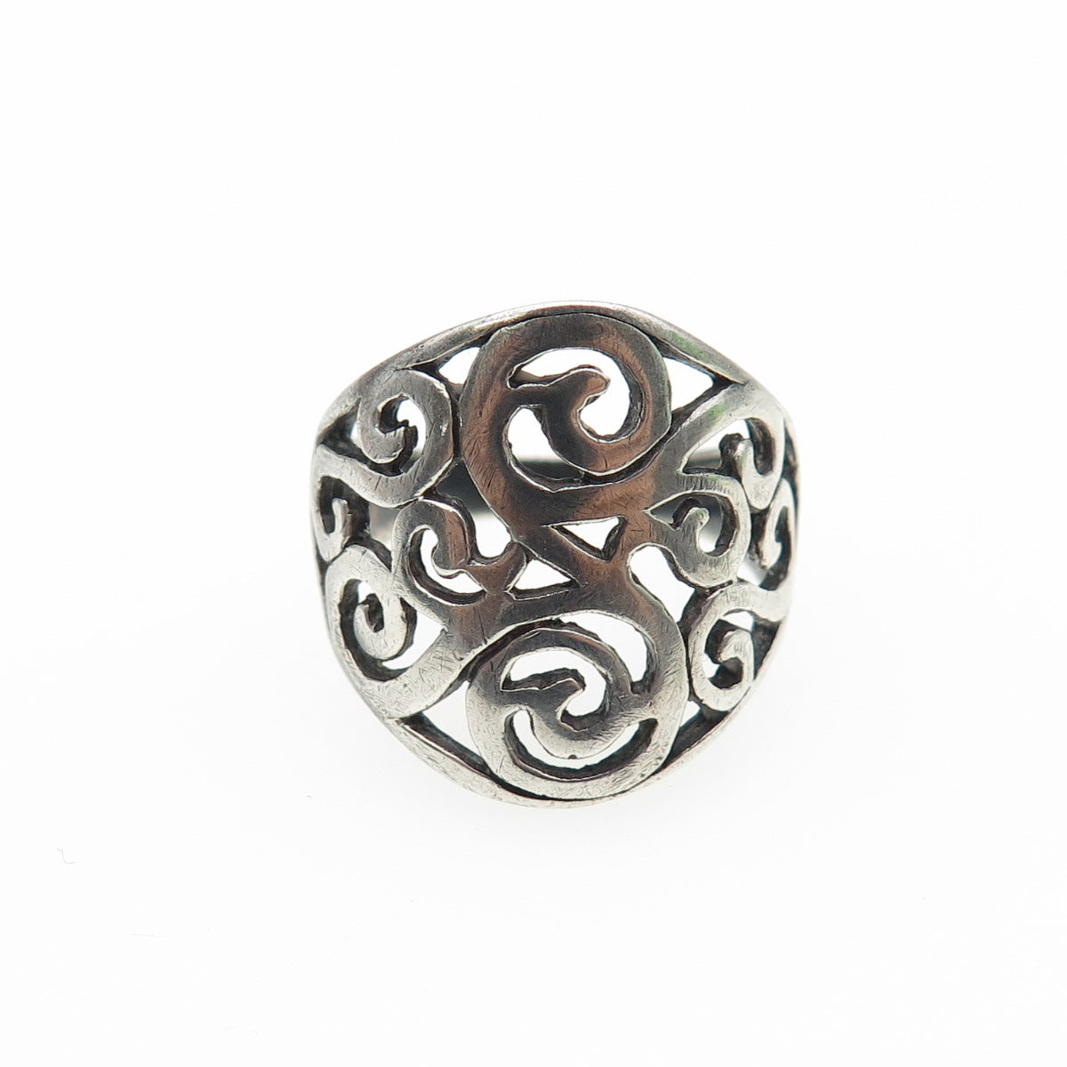 CHARLES WINSTON 925 Sterling Silver Vintage Modernist Swirl Oxidized Ring Size 5