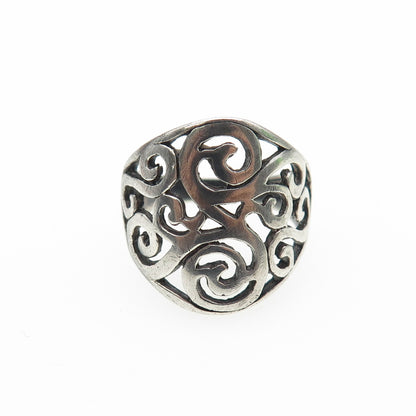 CHARLES WINSTON 925 Sterling Silver Vintage Modernist Swirl Oxidized Ring Size 5