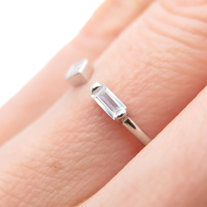 925 Sterling Silver Princess & Baguette-Cut C Z Adjustable Ring Size 5.25