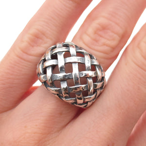 Pacific Jewelry Sterling Silver Vintage Woven Modernist Oxidized Ring Size 6.25