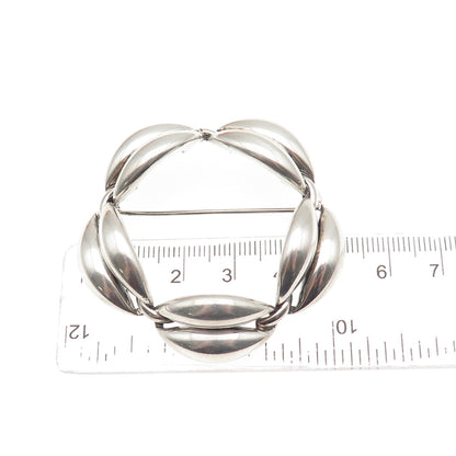 Danecraft 925 Sterling Silver Vintage Modernist Circle Oxidized Pin Brooch