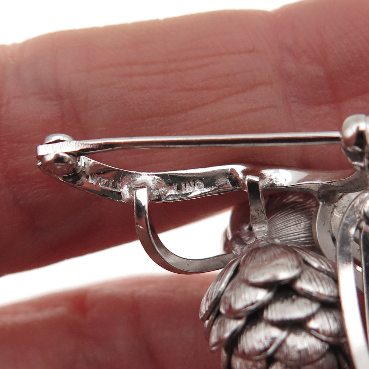 Wells 925 Sterling Silver Vintage Pine Cone Floral Pin Brooch