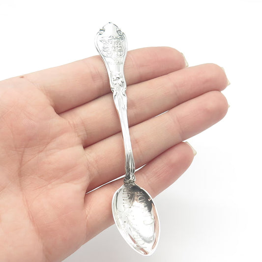 925 Sterling Silver Antique Canada Port Arthur Floral Tea Spoon