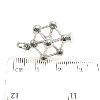 925 Sterling Silver Vintage Atomium Modernist 3D Charm Pendant