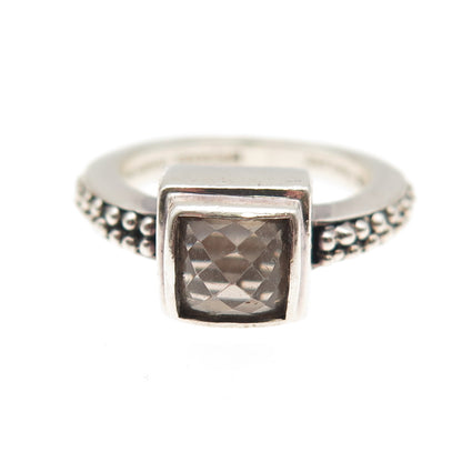 Michael Dawkins 925 Sterling Silver Real Smoky Quartz Granulated Ring Size 6