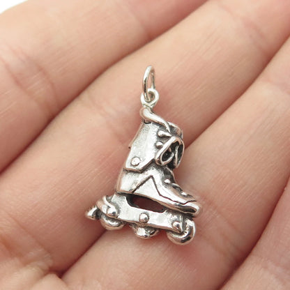 925 Sterling Silver Vintage Roller Skates Handcrafted 3D Pendant