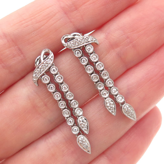 925 Sterling Silver Round-Cut C Z Dangle Earrings