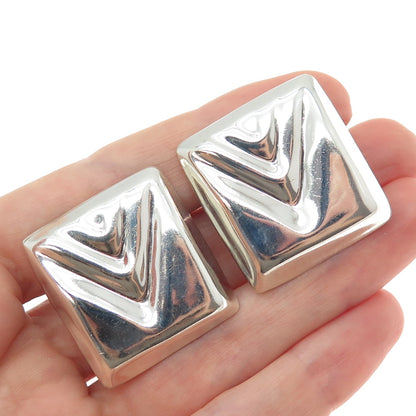 925 Sterling Silver Vintage Mexico Modernist Arrow Clip On Earrings