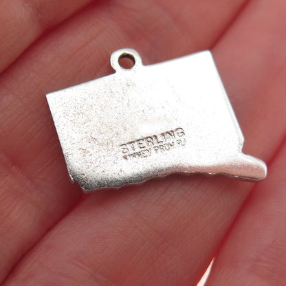 Kinney 925 Sterling Silver Vintage Connecticut State Map Mini Charm Pendant