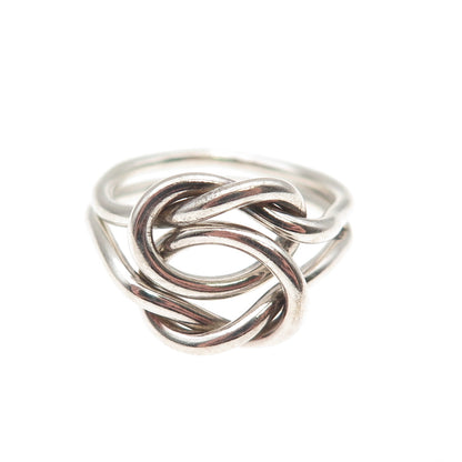 925 Sterling Silver Vintage Interlocked Love Knot Oxidized Ring Size 6