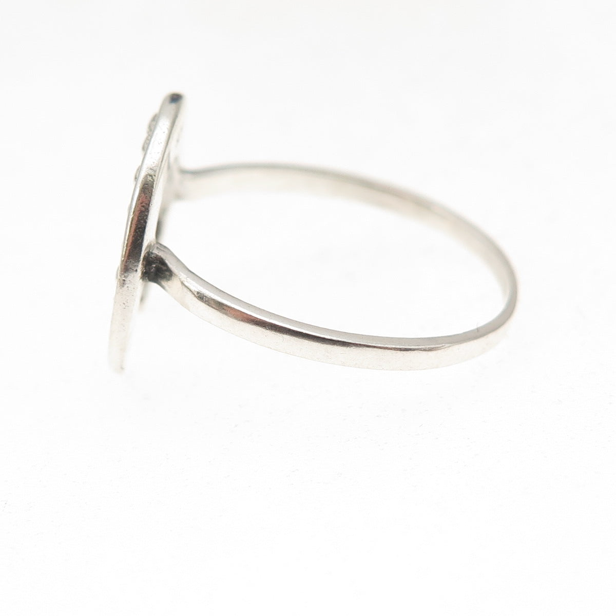 925 Sterling Silver Vintage Crescent Beaded Oxidized Ring Size 9