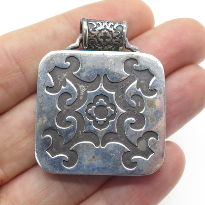 925 Sterling Silver Vintage Ornate Modernist Slide Pendant