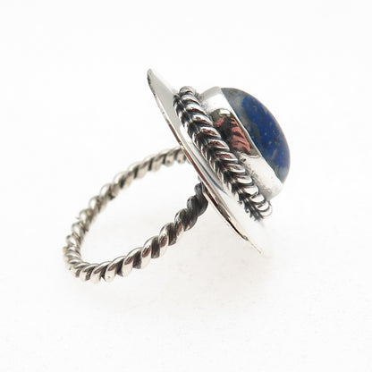 Old Pawn 925 Sterling Silver Vintage Southwestern Lapis Tribal Ring Size 6.5