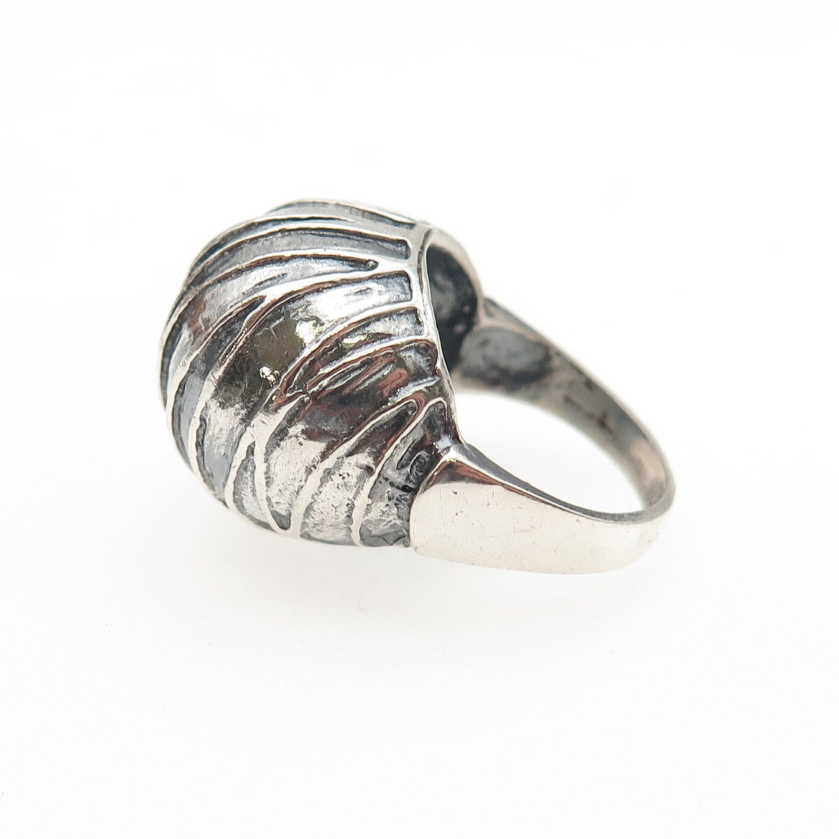 925 Sterling Silver Vintage Modernist Dome Oxidized Ring Size 5.25