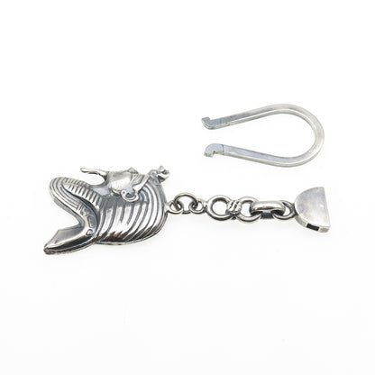 800 Silver Vintage Egyptian Pharaoh Oxidized Key Fob Chain