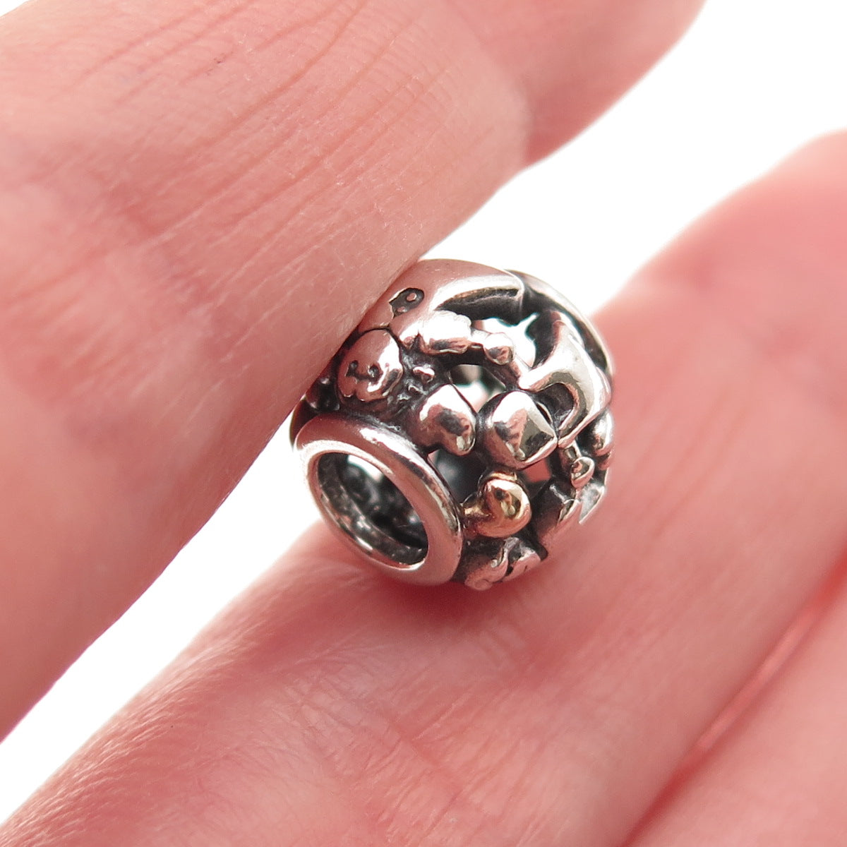 PANDORA 925 Sterling Silver & Gold Family Forever Slide Bead Charm