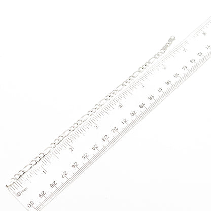 925 Sterling Silver Vintage Italy Figaro Link Bracelet 7.25"