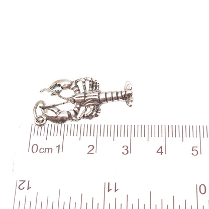 Beau 925 Sterling Silver Vintage Lobster Oxidized Charm Pendant