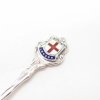 925 Sterling Silver Vintage Birmingham Enamel "London" Tea Spoon