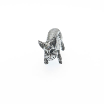 925 Sterling Silver Vintage Little Pig Oxidized 3D Miniature