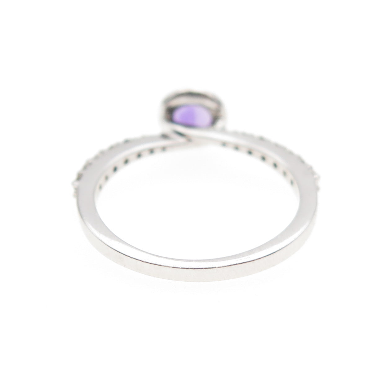 925 Sterling Silver Real Round-Cut Amethyst & White Topaz Ring Size 6.5