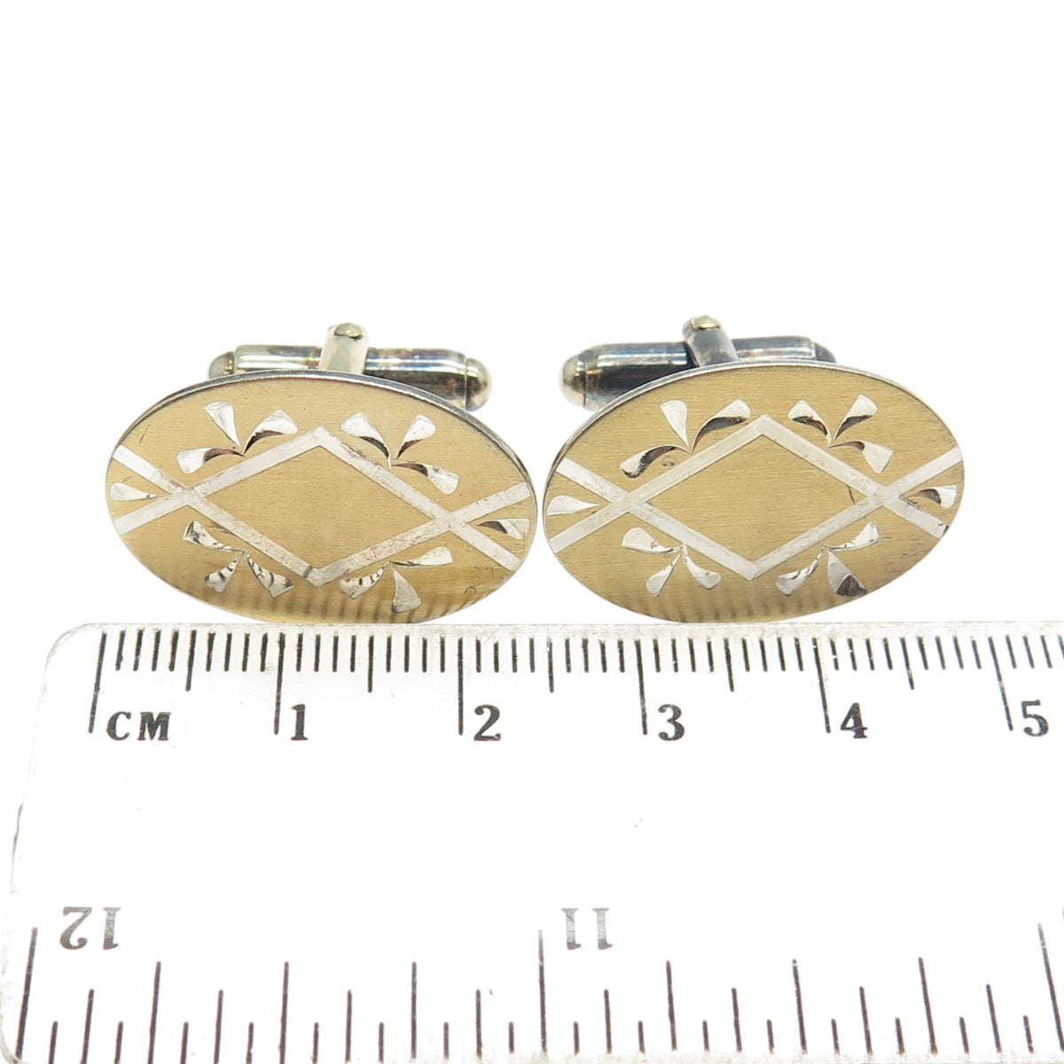 ANSON 925 Sterling Silver Vintage Engraved Oval Cufflinks