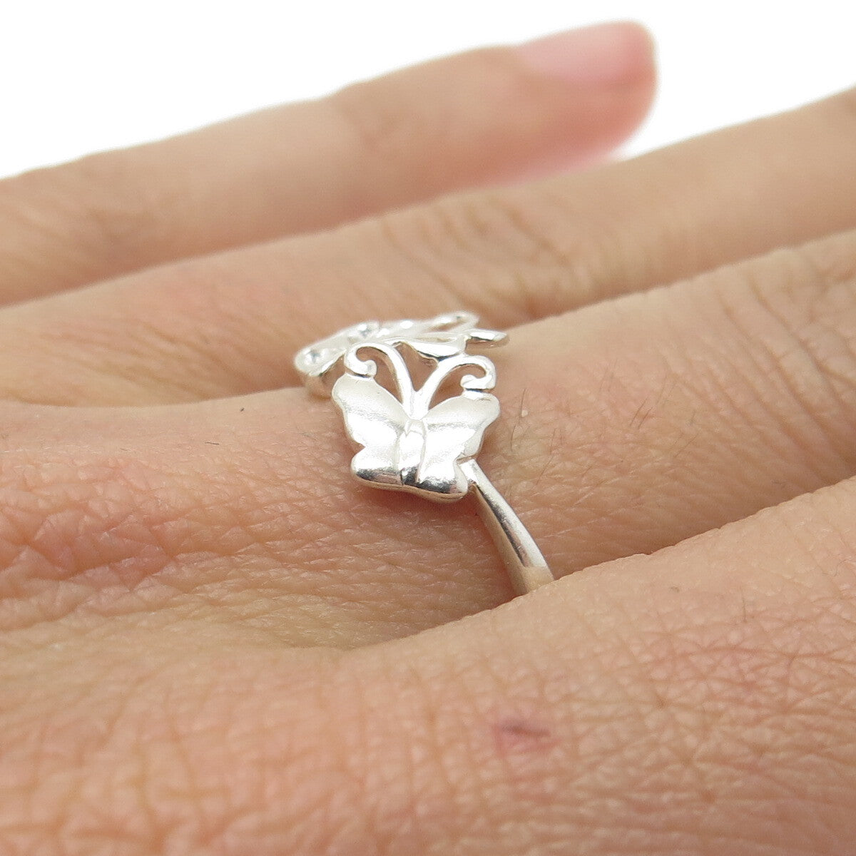 925 Sterling Silver Vintage Couple of Butterflies Ring Size 10.25