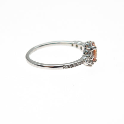 BOMB PARTY 925 Sterling Silver Round-Cut Champagne & White C Z Ring Size 7.25