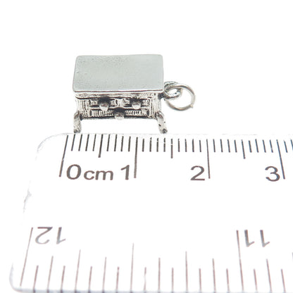 925 Sterling Silver Vintage Chest of Drawers Minimalist 3D Charm Pendant