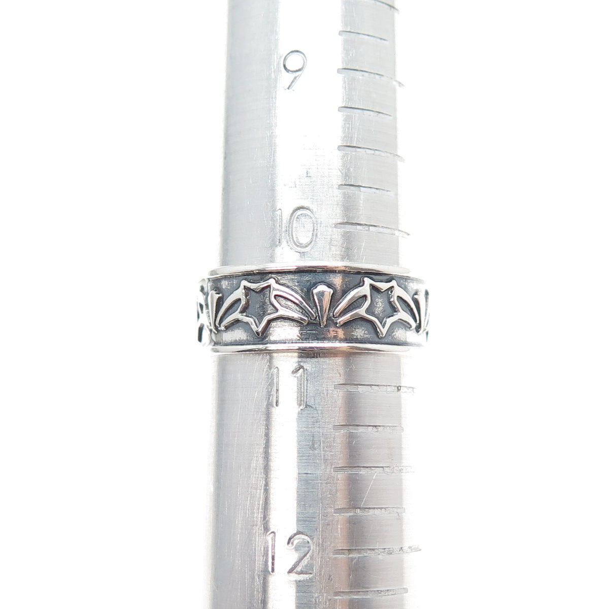 925 Sterling Silver Vintage Mexico Star All Around Oxidized Band Ring Size 10.75