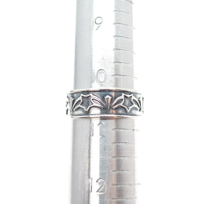 925 Sterling Silver Vintage Mexico Star All Around Oxidized Band Ring Size 10.75