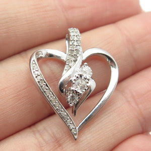 925 Sterling Silver Jane Seymour Real White Diamond Heart Slide Pendant